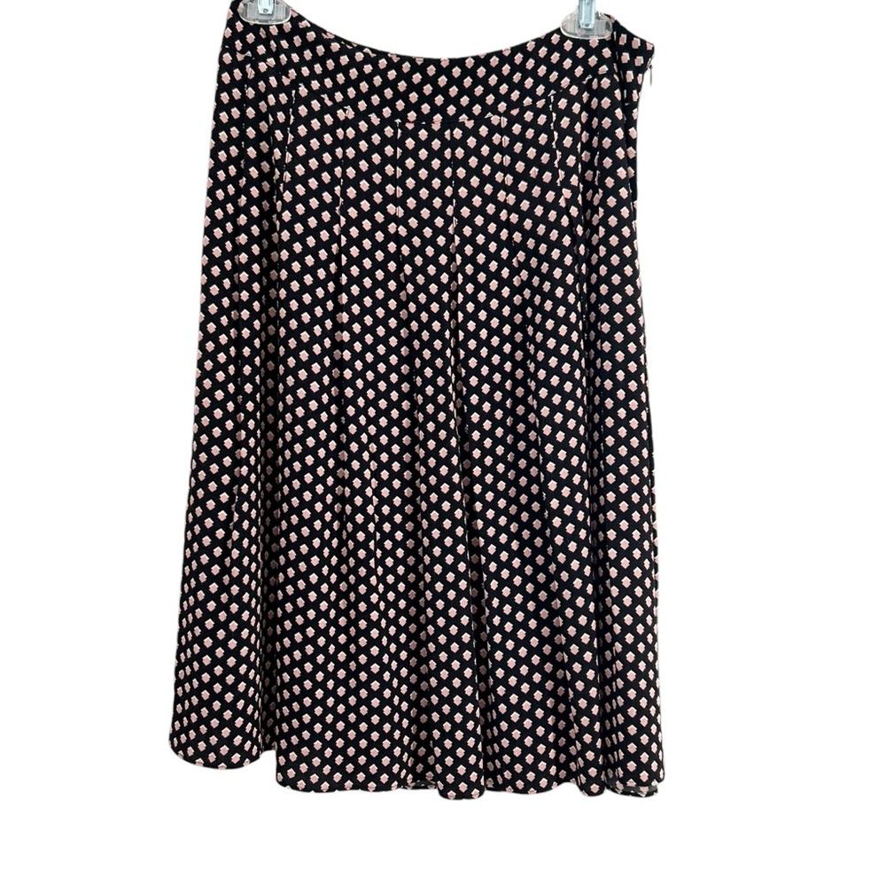 Talbots A-Line Wide Pleated Black White & Pink Geometric Print Skirt Size 4